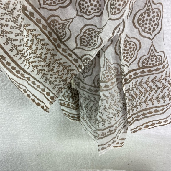 Rock paper flower tan Tibetan sheer tunic beach cover up. Size medium - Picture 7 of 7